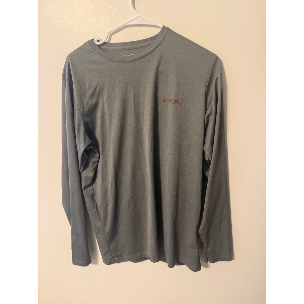 Columbia PFG Terminal Tackle Long Sleeve Fishing T-Shirt Mens S Burgundy Logo